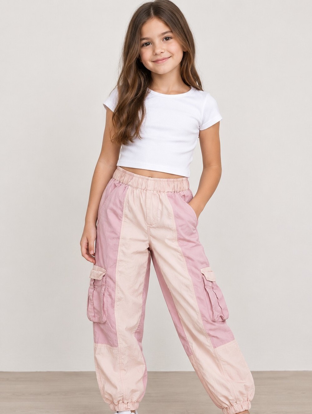 Zara Two-Tone Light & Dusty Pink Cargo Joggers
